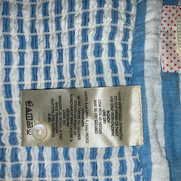 Anthropologie Blue and White Ruffled Bustier Crop Top - Picture 7 of 12